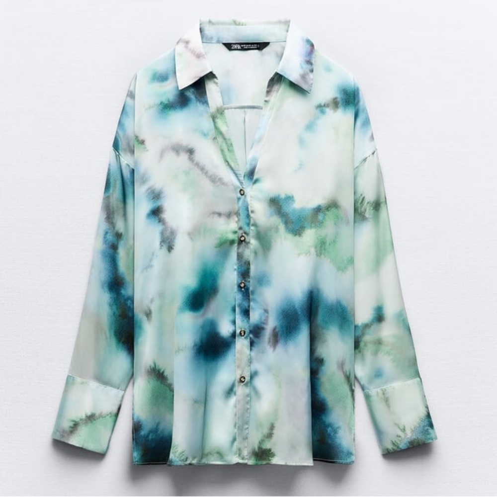 Zara Women's Blue and Green Top